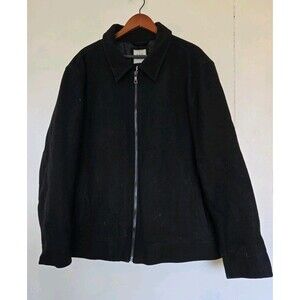 Gap Coat Mens 2XL Y2K Zip Black Wool Blend Bomber Old Money Dress Quiet Luxury